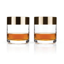 Load image into Gallery viewer, Bronze Rim Whiskey Glasses - Set of 2

