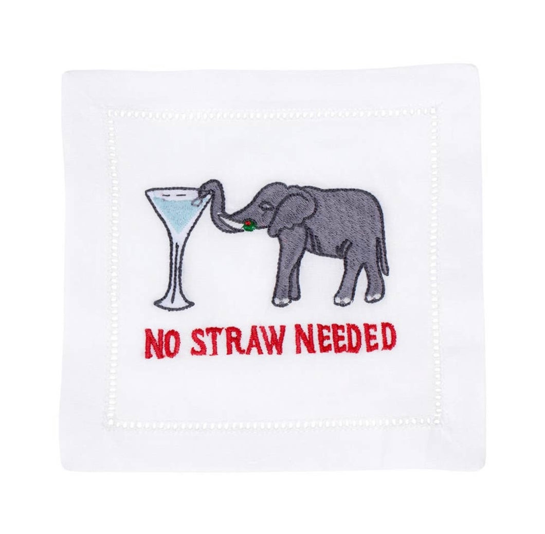 No Straw Needed Cocktail Napkins- Set of 4